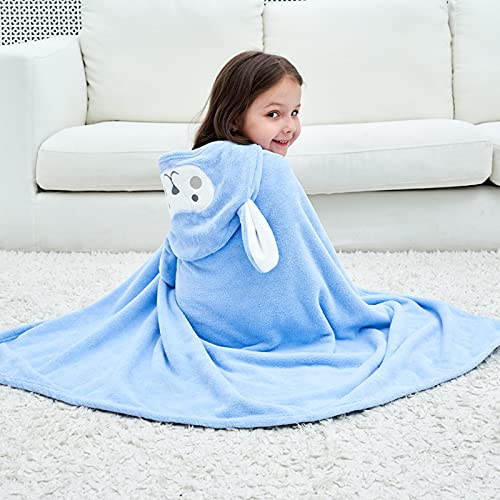 Hilmocho Kids Hooded Bath Towel Large Soft Plush Baby Toddler Poncho Towel Children Swimming Beach Towel Bathrobe for Boys Girls, 140x70CM Blue - BeesActive Australia