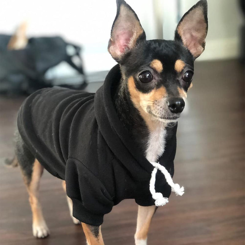 BINGPET Dog Hoodies-Fleece Lined-Hooded Pullover for Dog Cat in Cold Weather Large (Chest Girth 28") Black - BeesActive Australia