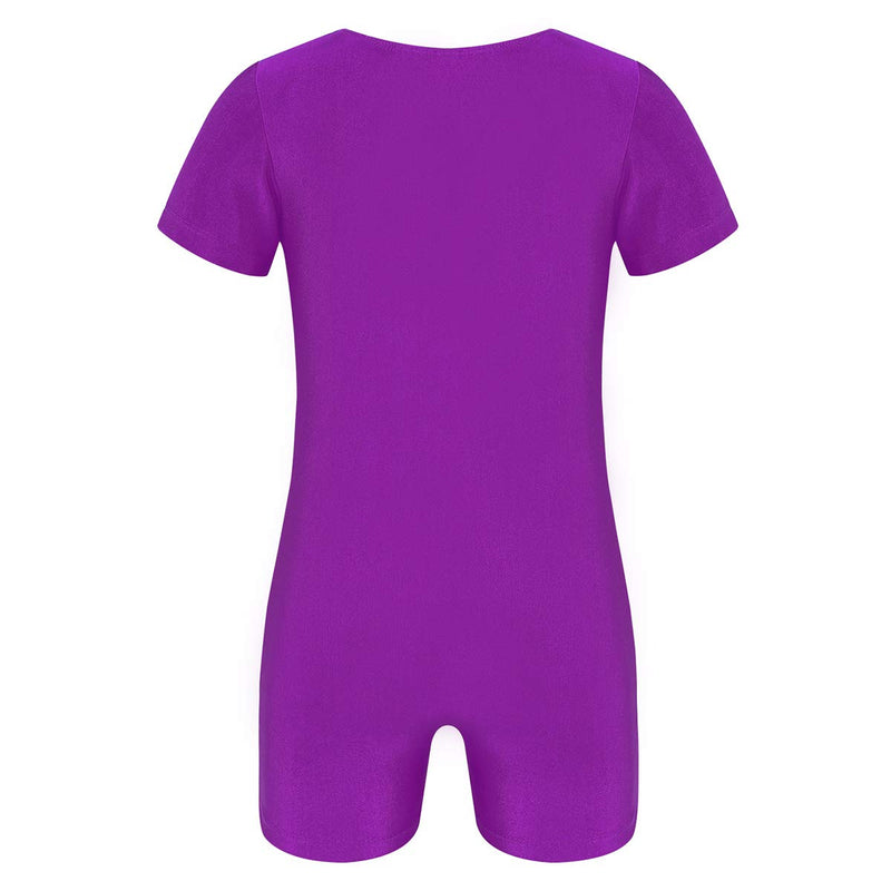 easyforever Unisex Kids Boys Girls 1Piece Solid Color Ballet Dance Leotard Stretchy Gymnastic Workout Jumpsuit Purple 8 - BeesActive Australia