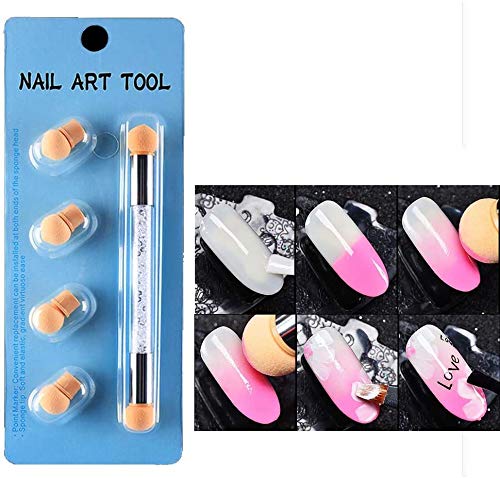 MWOOT 8 Pieces Nail Art Pens Kit, Nails Design Brush Set with 4 Replacement Sponge, Nails Ombre Brush Tools - BeesActive Australia