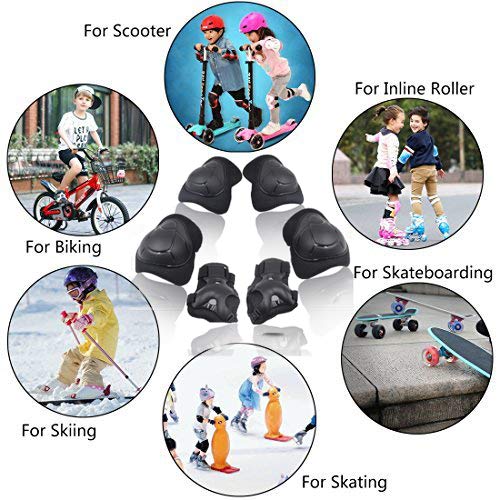 Wemfg Kids Protective Gear Set Knee Pads for Kids 3-14 Years Toddler Knee and Elbow Pads with Wrist Guards 3 in 1 for Skating Cycling Bike Rollerblading Scooter Black S(3-8Years) - BeesActive Australia