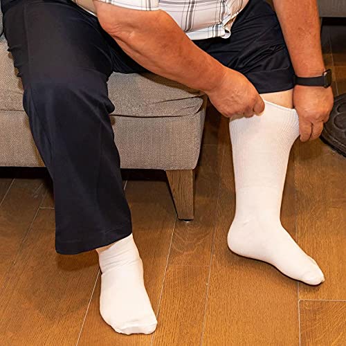 Extra Wide Comfort Fit Athletic Crew (Mid-Calf) Socks for Men and Women, Made in USA, Pick your size, Do not size up Medium Medium - Navy - BeesActive Australia