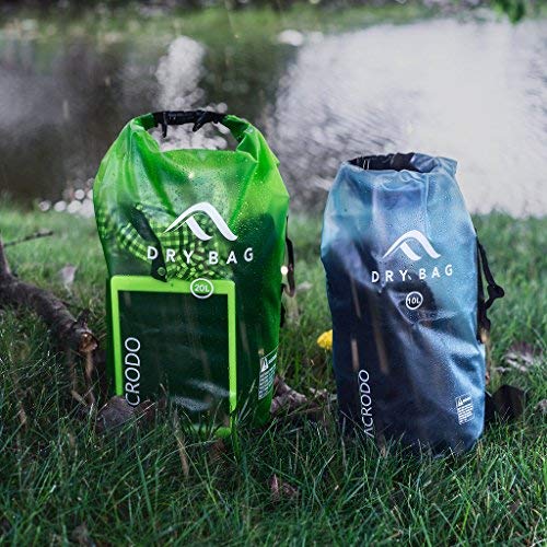 [AUSTRALIA] - Acrodo Waterproof Dry Bag - 10 & 20 Liter Floating Dry Sacks for Beach, Strong & Durable Outdoor Bags for Kayaking, Swimming, Boating, Camping, Hiking, Travel & Gifts 10 Liter Arctic Blue - Transparent 