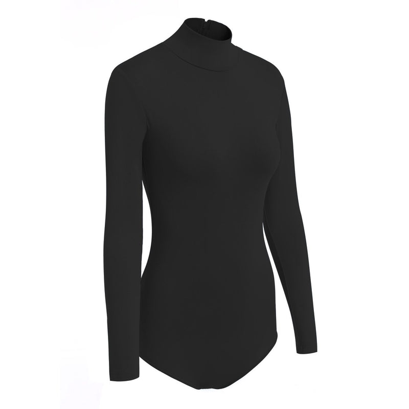 [AUSTRALIA] - SUPRNOWA Women's Turtleneck Lycra Spandex Long Sleeve Leotard X-Large Black 