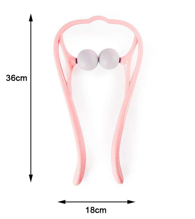 Neck Manual Massager, Portable Handheld Manual Neck Shoulder Massage Tool, Shiatsu Deep Tissue Pressure Trigger Point Neck Pain Relief Massage Roller Muscle Relaxation Massager for Home Office (Pink) Pink - BeesActive Australia