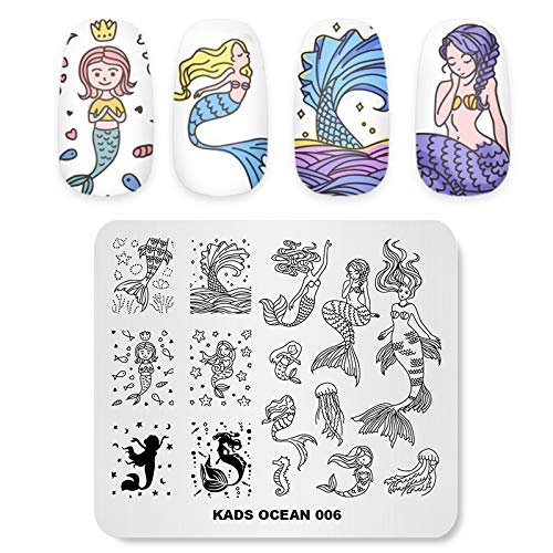 KADS 5Pcs Nail Stamp Plates set Nails Art Stamping Plate Set Nail plate Template Image Plate Ocean Series - BeesActive Australia