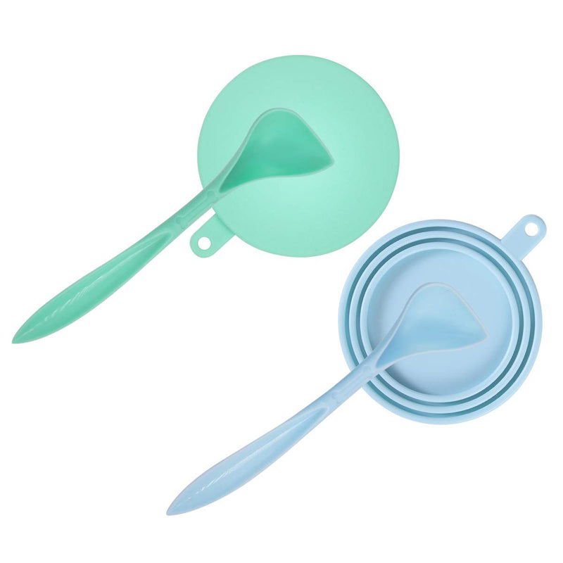 SLSON 2 Pack Pet Food Can Cover Universal Silicone Cat Dog Food Can Lids 1 Fit 3 Standard Size Can Tops with 2 Spoons,Light Blue and Green - BeesActive Australia