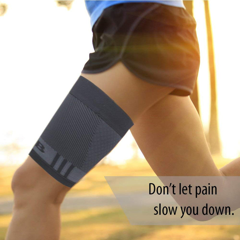 OrthoSleeve Thigh Quad Iliotibial Band Brace for Thigh Pain, Hamstring Weakness and ITB Syndrome Large Black - BeesActive Australia