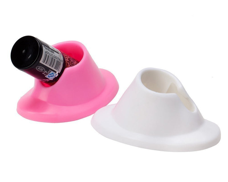 yueton 4pcs White and Pink Soft Rubber Nail Polish Bottle Holder Nail Art Manicure Tools - BeesActive Australia