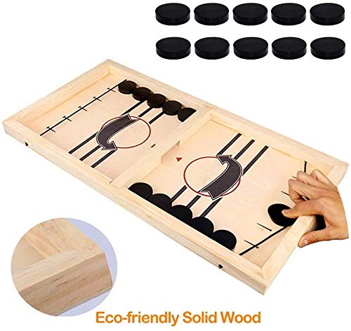 moopok Fast Sling Puck Game,Wooden Hockey Game Sling Puck.Desktop Battle Wooden Sling Hockey Table Game,Adults and Kids Family Games.Slingshot Game Toys.Foosball Winner Board Game (Medium Size) Medium Size - BeesActive Australia