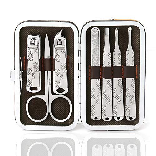 Jdomb Manicure Set Nail Clippers 7-Pieces Stainless Steel Pedicure Kit Professional Grooming Nail Tools with Travel Case - BeesActive Australia