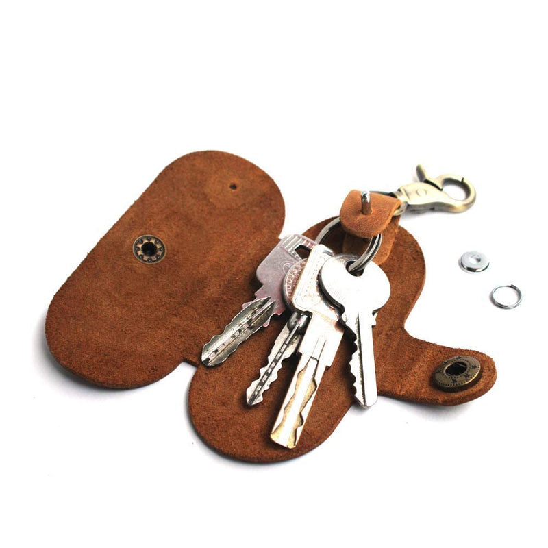 Upgraded Version of Simple Multifunctional Leather Key Organizer Door Key Car Key Case Brown - BeesActive Australia