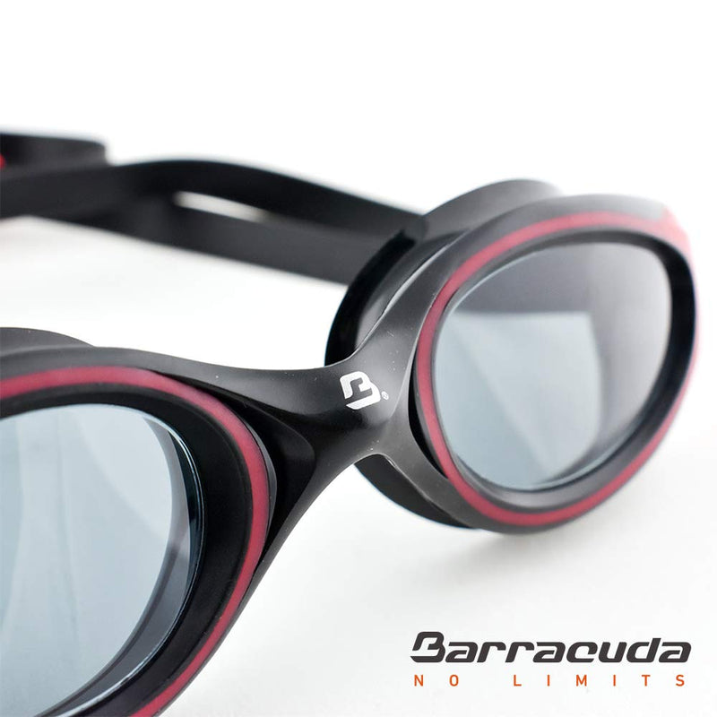 [AUSTRALIA] - Barracuda Swim Goggle AQUATEC - Curved Lenses, Anti-Fog UV Protection, One-Piece Frame Soft Gaskets, Easy Adjusting Comfortable Leak Proof Fashion for Adults Men Women #35125 Black/Smoke 