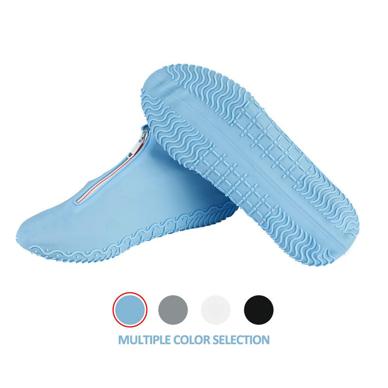 Waterproof Shoe Covers, Reusable Outdoor Silicone Shoe Covers,Resistant Rain Boots Non-Slip Washable Travel Rain Gear Footwear Protection for Women, Men Blue M (Women 5.5-7, Men 5-6) - BeesActive Australia