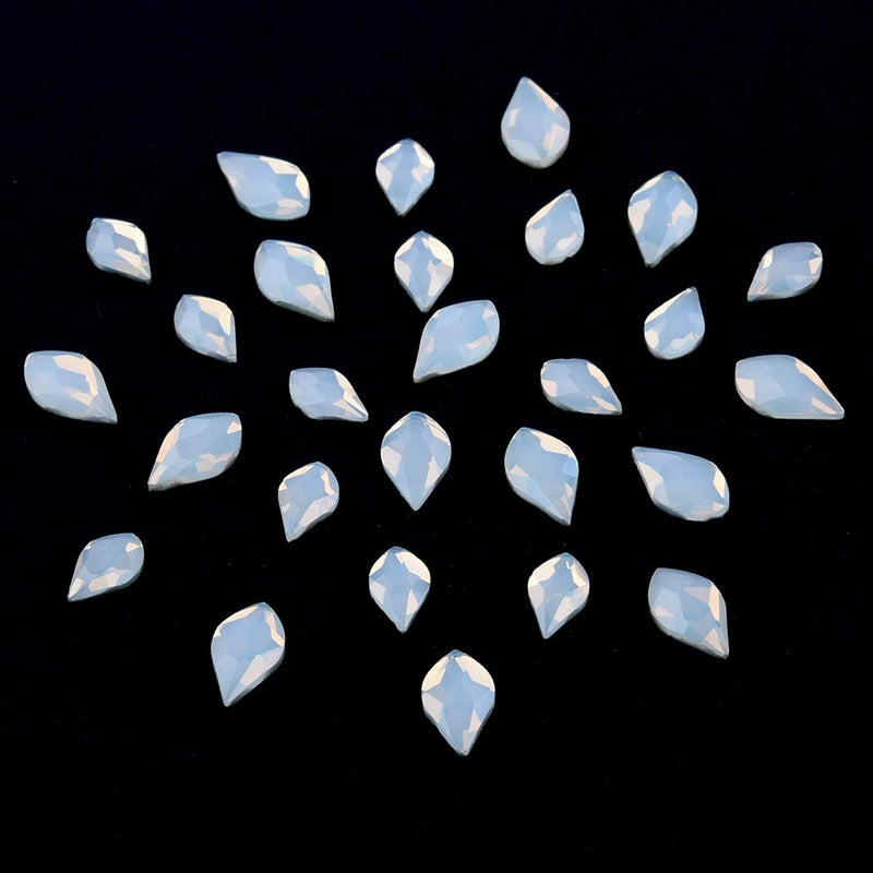 50pcs White Opal Nail Crystals 2 Size Flame Shape Rhinestones Design 480pcs Round Flatback Stones ss3 to ss20 Mix for Nail Art Decoration White Opal Flame - BeesActive Australia