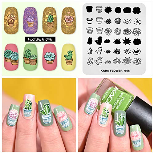 KADS New Nail Stamping Plate Flower Nature Nail Art Stamp Template DIY Image Template Manicure Stamping Plate Stencil Tools (FL046) FL046 - BeesActive Australia