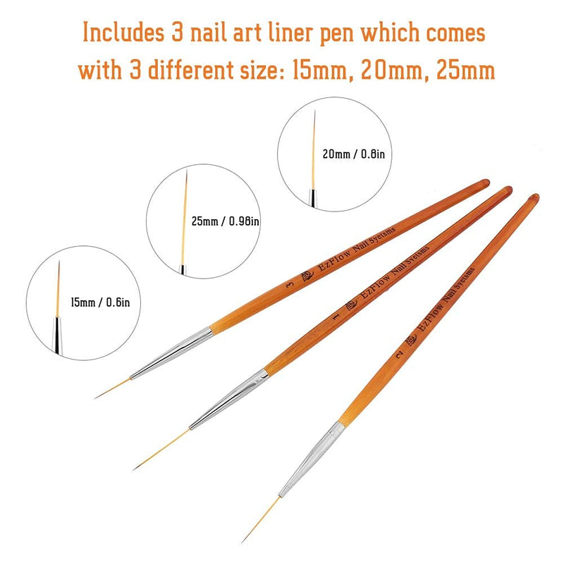3Pcs Nail Art Drawing Line Brush Painting Pen Nail Dotting Tool Set, Novice Entry Nail Tool, Smooth and Good Operation - BeesActive Australia