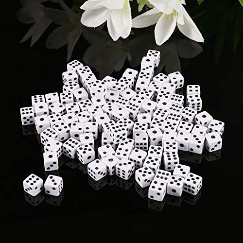 KRISMYA 100Pcs 8mm White Dice,Adult Game Dice for Teaching Math,Activity,Casino Theme,Party Favors,Toy Gifts,Magic Tricks Prop - BeesActive Australia