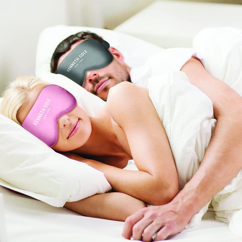 Kenneth Cole Satin Eye Mask - Eyeshade with Elastic Strap Blocks Light Like A Boss and Gets You The Best Night's Sleep Ever Grey - BeesActive Australia