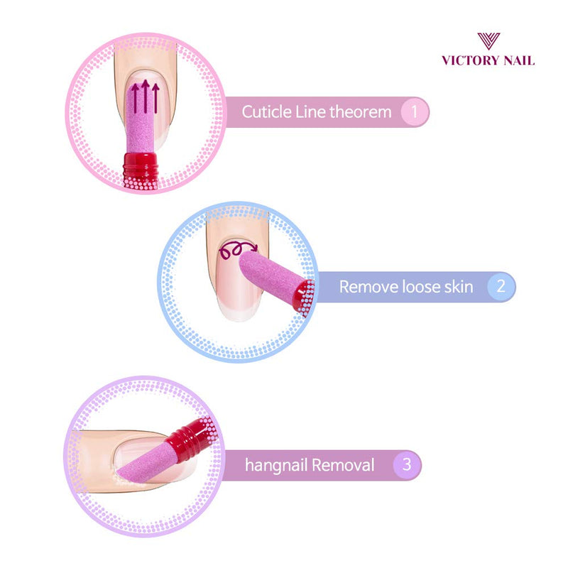 VICTORY NAIL 5PCS Victory Ceramic Stone Pointy Pink Pusher Stone Cuticle Remover Stick Stone Sanding Nail File Pumice Stone Nail File Nail - BeesActive Australia