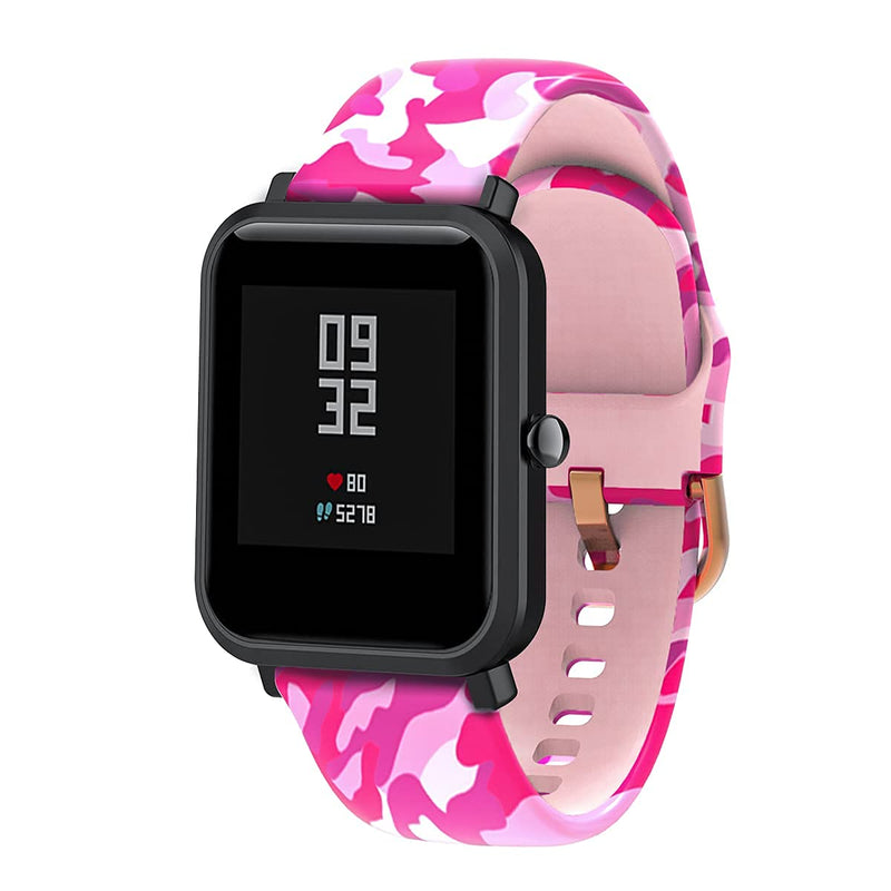 3-Pack Bands Compatible with Veryfitpro Smart Watch ID205 ID205L ID205S ID205U ID215G ID216 Uwatch 3 Smart Watch Band, Soft Silicone Pattern Printed Straps Replacement for Woman&Men (3 Colors B) Leopard &CamoPink&Flower - BeesActive Australia