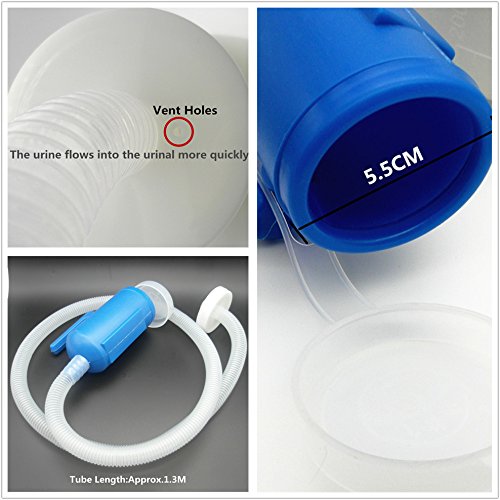 YUMSUM Male Bed Urinal Men's Potty Pee Bottle Collector 2000MLwith 1.3M Tube (White) White - BeesActive Australia