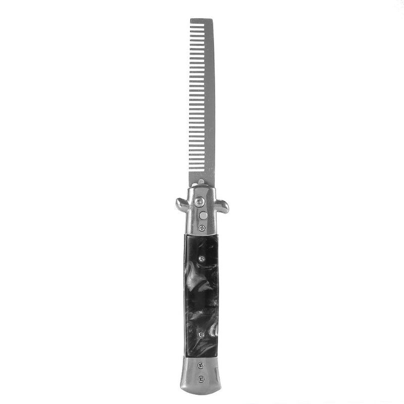 Foldable Pocket Comb, Stainless Steel Switchblade Comb Spring Jump Brush Switchblade Spring Pocket Oil Hair Comb Oil Hair Comb for Scalp Hair or Beard (Black) Black - BeesActive Australia