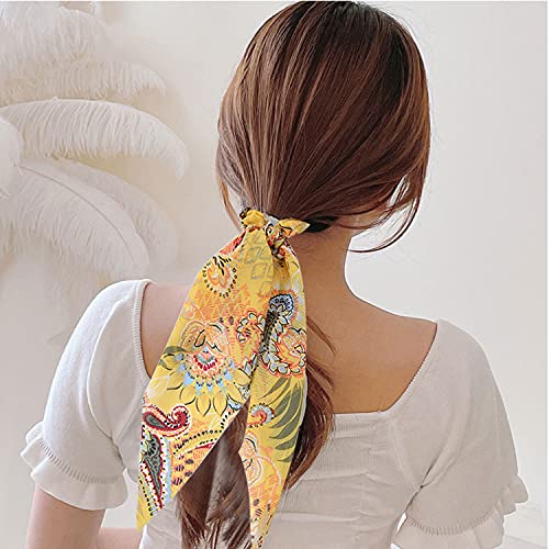 8 Pcs Elastic Hair Band, Ribbon Bow Scrunchies Ponytail Holder Floral Flower Polka Dot Scrunchy Ties For Women Girls - BeesActive Australia