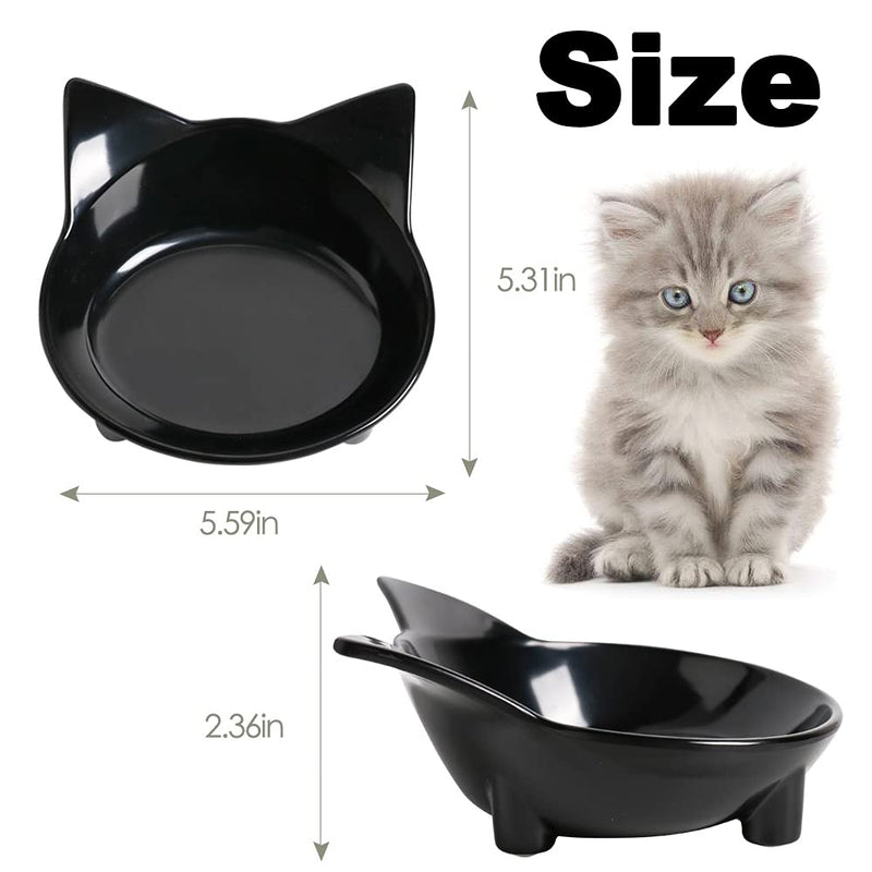 Cat Bowl Non Slip Cat Food Bowls Shallow Cat Water Bowls to Stress Relief of Whisker Fatigue, Pet Food Bowl Cat Feeding Wide Bowls Dog Bowl for Puppy Cats Dogs Small Animals(Safe Food-grade Material) Black+Grey - BeesActive Australia