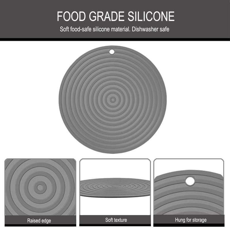 Metopets 2 Pack Silicone Pet Feeding Mat for Dog and Cat, Non-Slip Placemat Tray to Prevent Food and Water Bowl Messes on Floor, Easy Clean Dish Mat for Medium and Small Pet Grey - BeesActive Australia