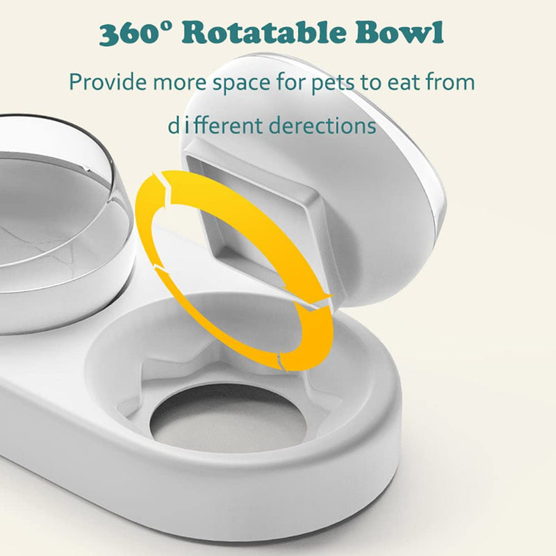 Double Dog Cat Bowls Water and Food Bowl Set, 15° Tilted Raised Cat Bowls with Automatic Water Dispenser Bottle and Detachable Cat Dish, Pet Feeder for Small or Medium Size Dogs Cats Puppy Kitten Rabbit 2 in 1 Bowls Green - BeesActive Australia