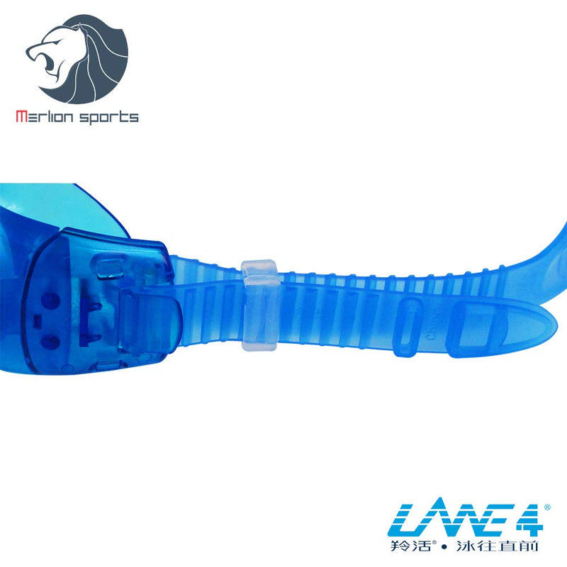 [AUSTRALIA] - LANE4 Swim Goggle - Flat Lenses Streamline Design, Anti-Fog UV Protection, One-Piece Frame Soft Seals, Easy Adjusting Comfortable Leak Proof for Adults Men Women IE-32720 BLUE/BLUE 