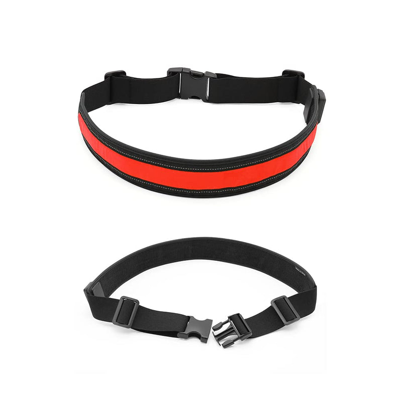Illumifun Elastic LED Running Belt - USB Rechargeable - Glowing LED Waistband, High Visibility Waist Light, Light Up Safety Gear for Running, Cycling, Camping, Walking, etc Red - BeesActive Australia