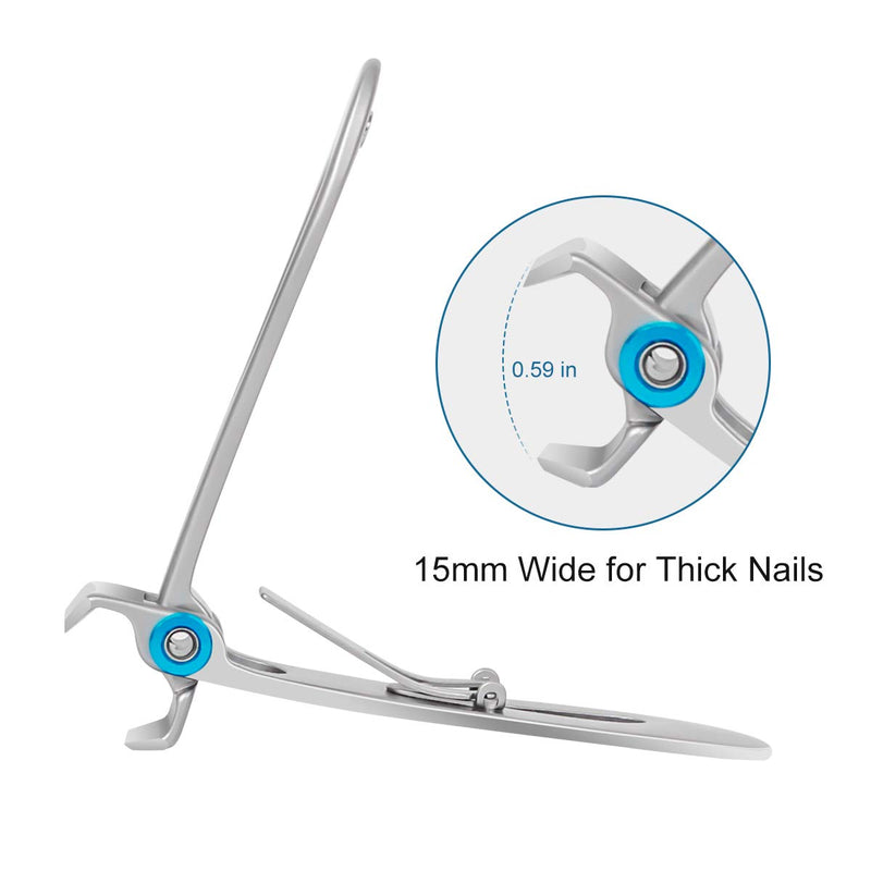 Nail Clipper for Thick Nail–15mm Wide Jaw Opening Oversized Stainless Steel Toenail Cutter with Nail File,Extra Large Fingernail Toenail Clippers for Men,Sliver - BeesActive Australia