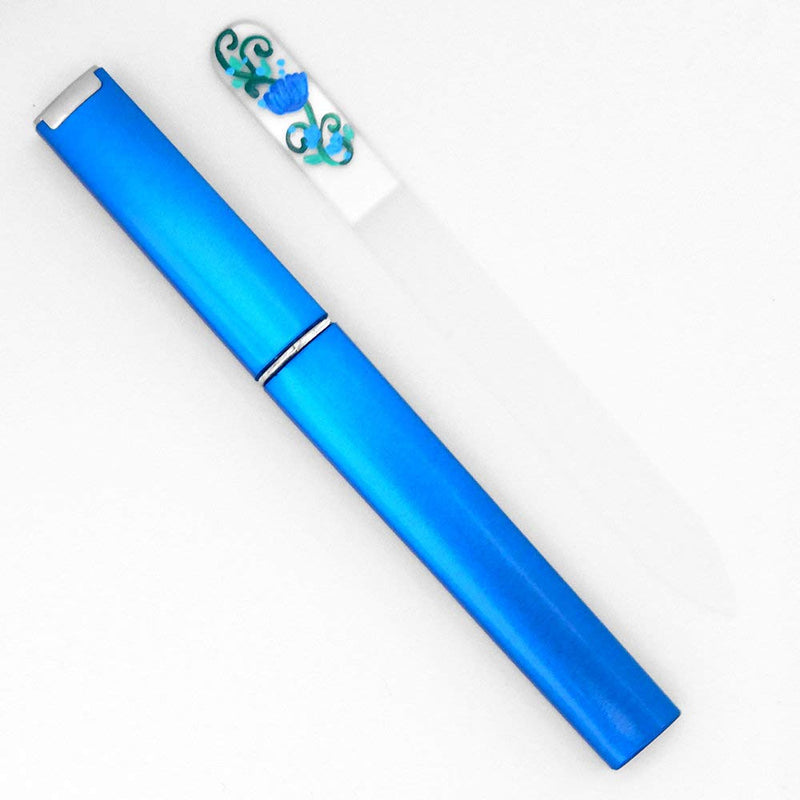 Blue Coneflower Hand Painted Genuine Czech Republic Crystal Nail File with Matching Acrylic Case - Medium - BeesActive Australia