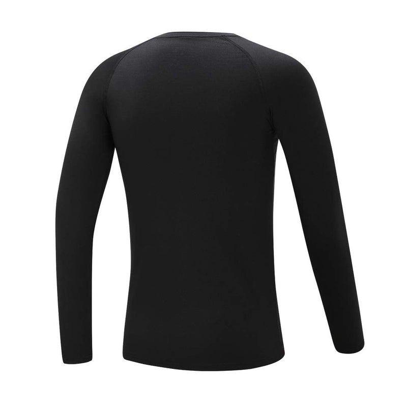 DEVOROPA Youth Boys Compression Thermal Shirt Long Sleeve Fleece Baselayer Soccer Baseball Undershirt Crew Neck-black X-Small - BeesActive Australia