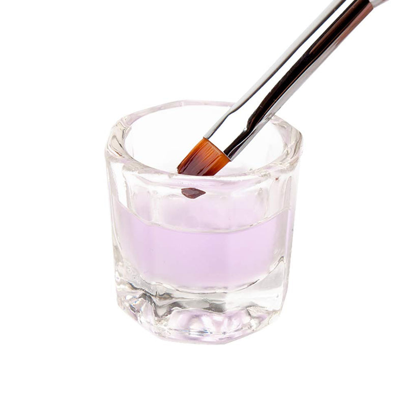 Kalolary 2 Pcs Mini Dappen Dish for Nail Acrylic Powder, Glass Crystal Cup with Stainless Steel Lid Nail Art Acrylic Liquid Powder Nail Crystal Bowl Glassware Tools for Nail Art Manicure - BeesActive Australia