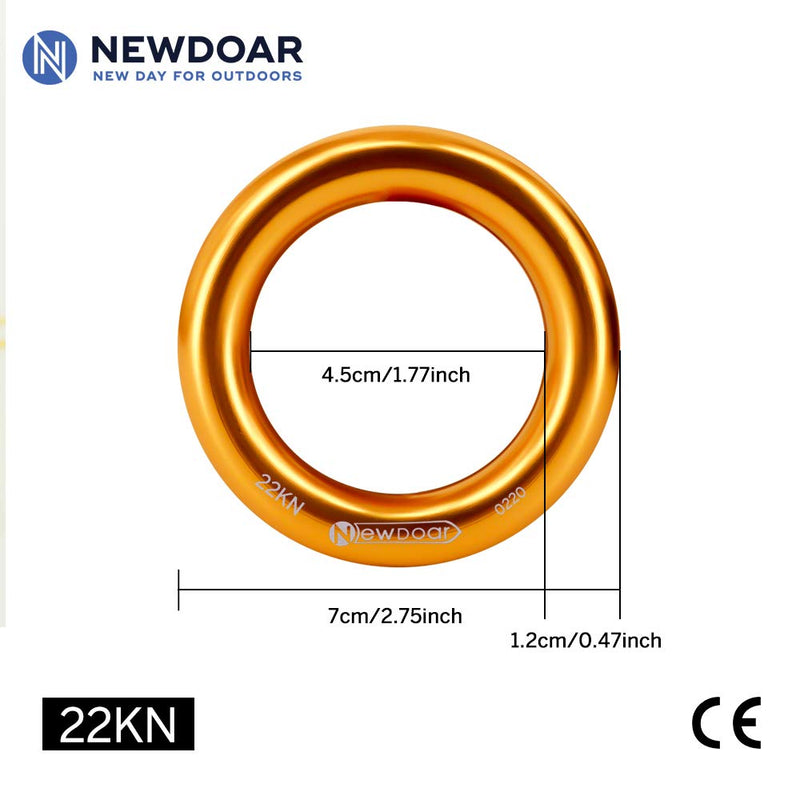 NewDoar Rappel Ring 25kN Gold Large O-Ring Rope Connector for Rock Climbing Arborist Rescue Hammock and Slackline gold 2pcs - BeesActive Australia