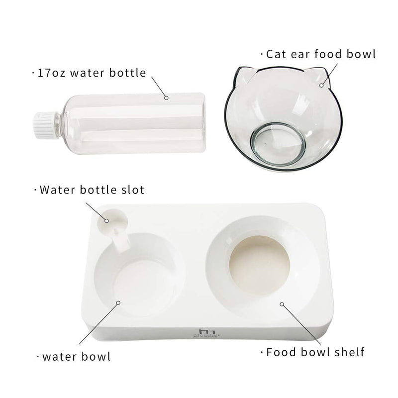 Marchul Tilted Cat Food Bowl Set, Raised Cat Bowls for Food and Water, Food Feeding Dishes for Cats and Puppies double with mat - BeesActive Australia