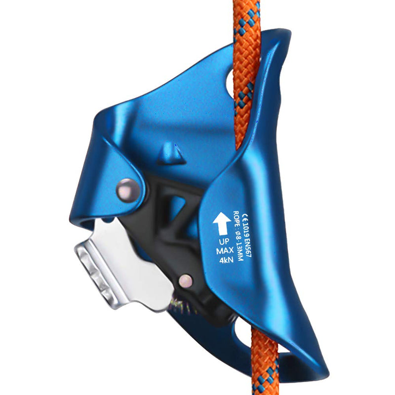 NewDoar Rock Climbing Chest Ascender Abdominal for Vertical Rope Climbing CE Certified Rope Clamp for 8~13MM Rope Blue - BeesActive Australia