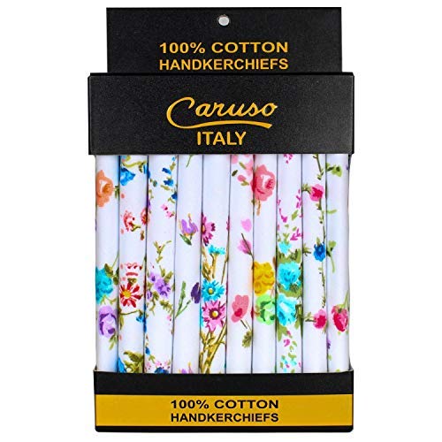 Caruso Italy Women's 100% Pure Cotton Hankerchief - Pack of 10 White - BeesActive Australia