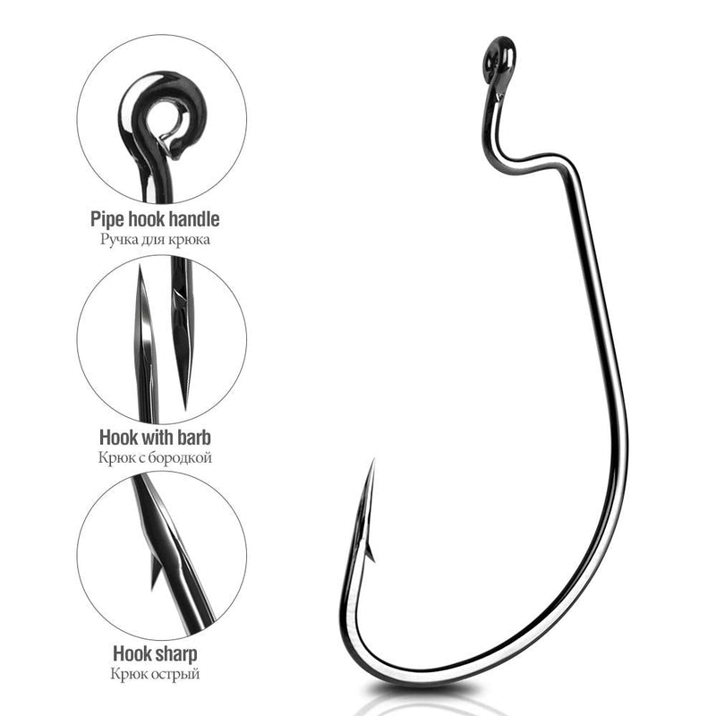 DONQL Extra Wide Gap Worm Hooks with Box Black Chrome Size 4, Pack of 20 - BeesActive Australia