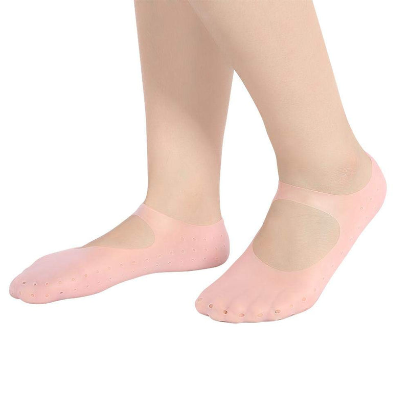 2pcs Moisturizing Silicone Sock, Silicone Moisturizing Socks for Women and Men Foot, Non-slip Silicone Socks, Anti-split Moisturizing Socks, Foot Care Protection Tools(M-rose) M rose - BeesActive Australia