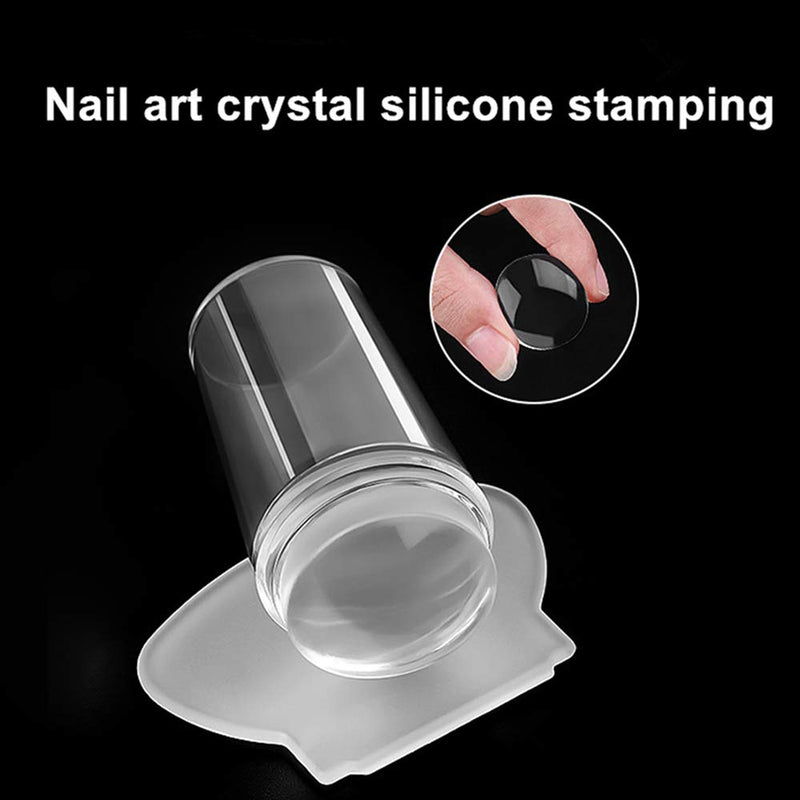ORYOUGO 5 Pieces Clear Silicone Nail Stamper with Plastic Scraper Foil Decal Transfer Tool Stamping Palette Printing Kits - BeesActive Australia