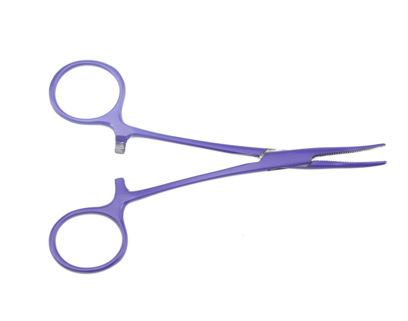 LILYS PET Pet Colourful Stainless Steel Hemostat Hemostatic Forcep,Pet Ear Hair Pull Forcep,Bend Head and Straight Head kit Purple 12cm - BeesActive Australia