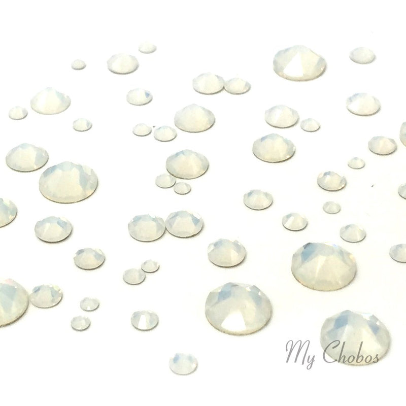 WHITE OPAL (234) 144 pcs Swarovski 2058/2088 Crystal Flatbacks rhinestones nail art mixed with Sizes ss5, ss7, ss9, ss12, ss16, ss20, ss30 - BeesActive Australia