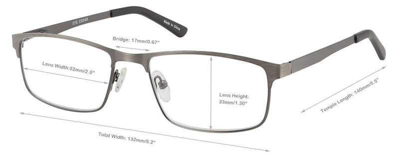 Amcedar 5-Pack Reading Glasses Men Metal Frame Rectangle Style Stainless Steel Material Spring Hinges Include Sun Readers 2.00 5 Pairs Mix 2.0 x - BeesActive Australia