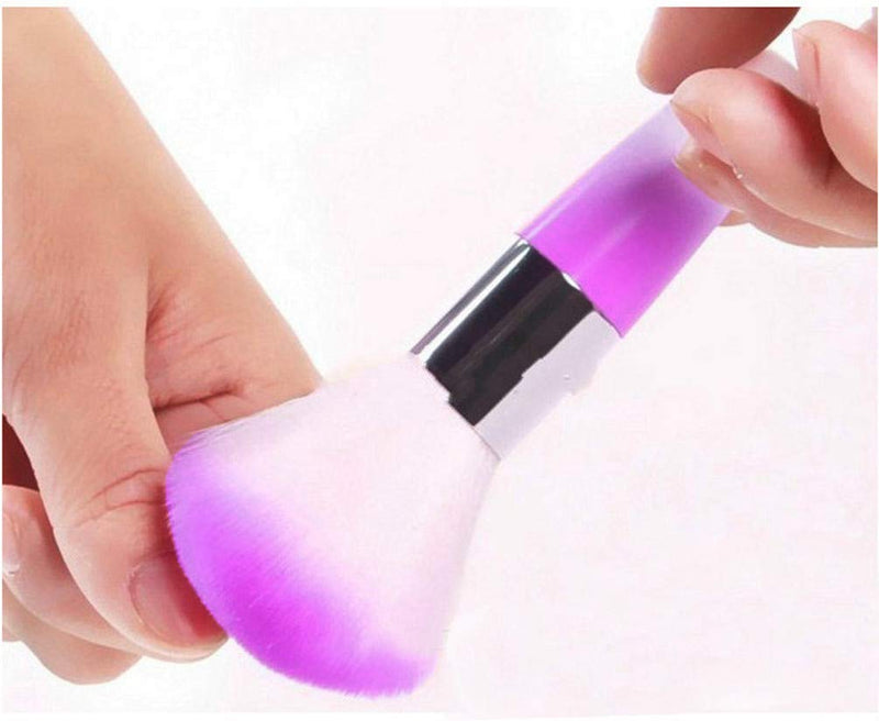 RUITASA 2PCS Soft Nail Art Dust Remover Powder Brush Cleaner For Acrylic & UV Nail Gel(pink+purple) - BeesActive Australia