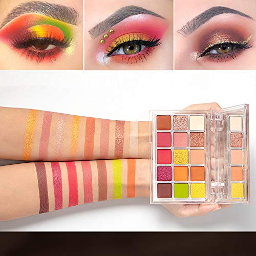 Bold Warm Eyeshadow Palette, 15 Vivid Neutral Shades with Gold Red Pop, Warm Color Shadows Sunset Makeup Palette Matte Shimmer Eyeshadow Pallet Set bold eyesahdow - BeesActive Australia