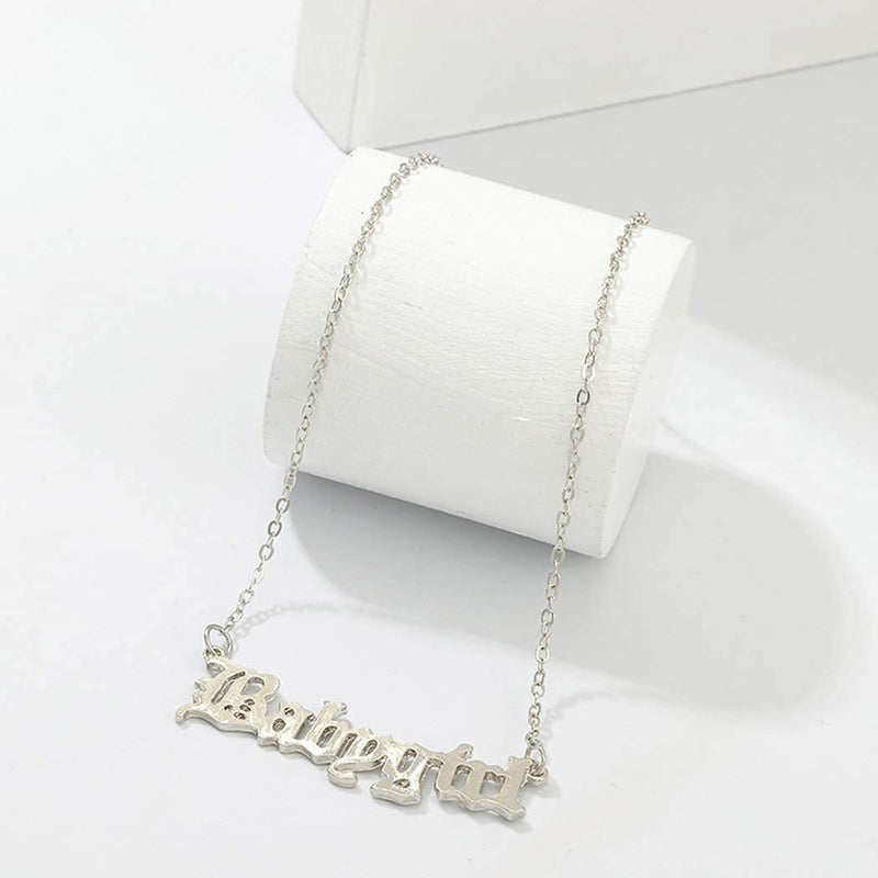 TseanYi Initial Name Necklace Jewelry Silver Bar Letter Necklace Choker Personalized Necklace Chain Jewelry for Women and Girls (Silver) - BeesActive Australia